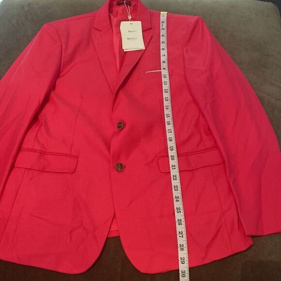 Men’s Mogu Pink Suit Jacket Blazer Two Button Single Breasted Prom Size 40 NWT - Picture 8 of 10